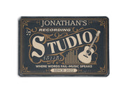 Personalized Guitar Recording Studio Metal Sign, Custom Music Studio Metal Art Sign, Gift for Guitarist