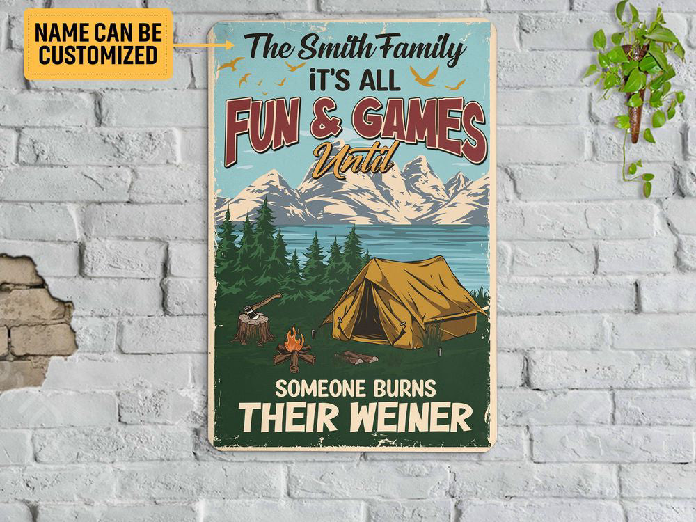 Personalized Campfire Metal Sign Art Welcome Campsite Sign Tin Plaque Camp Sign Camping Gift for Family