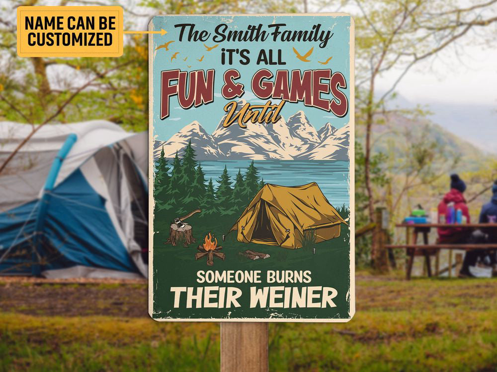 Personalized Campfire Metal Sign Art Welcome Campsite Sign Tin Plaque Camp Sign Camping Gift for Family