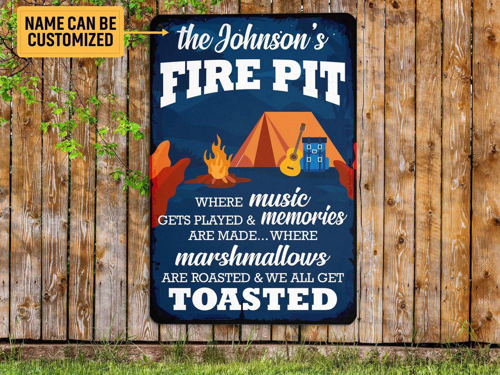 Personalized Fire Pit Metal Sign Art Welcome Campsite Sign Tin Plaque Camp Sign Camping Gift for Family