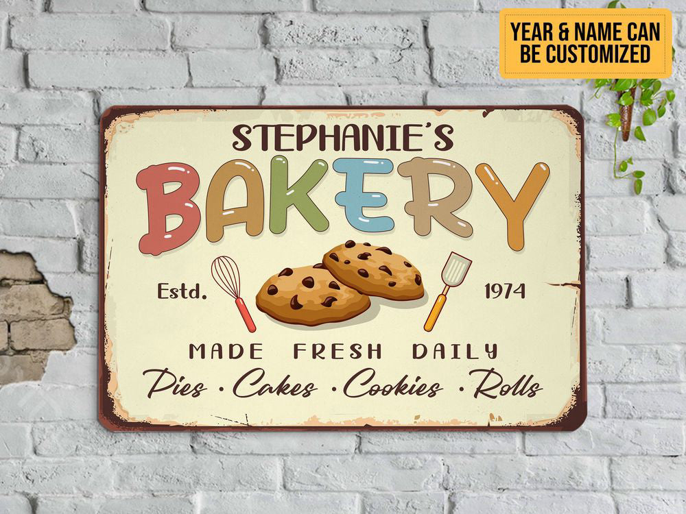 Personalized Bakery Metal Sign, Bakery Sign Tin Plaque, Baking Gift for Baker