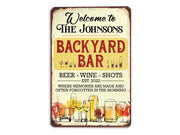 Personalized Backyard Bar Metal Sign, Beer Wine Shots Bar Sign, Custom Gift, Drinking Lover Gift