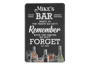 Personalized Bar Metal Sign, Nights Can't Remember Bar Sign, Bar Plaque, Drinking Lover Gift,