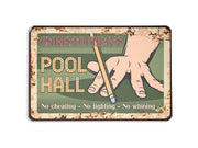 Personalized Pool Hall Billiards Club Metal Sign, Billiards Sign Art, Custom Gift for Billiards Player