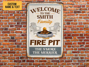 Personalized Fire Pit Metal Sign Welcome Camping Sign Camp Tin Sign Camping Lover Gift for Family