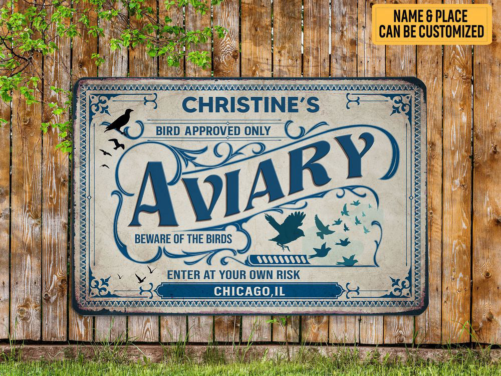 Personalized Aviary Metal Sign Custom Aviary Sign Welcome Birds Sign Classic Enter At Your Own Risk   Gift Aviary Decor Bird House Decor