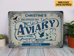 Load image into Gallery viewer, Personalized Aviary Metal Sign Custom Aviary Sign Welcome Birds Sign Classic Enter At Your Own Risk   Gift Aviary Decor Bird House Decor
