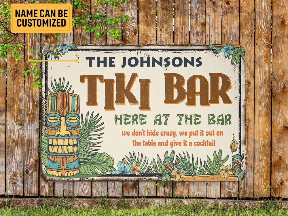 Personalized Tiki Bar Metal Sign, Tiki Bar Sign, Tropical Tiki Plaque, Pub Decor , Custom Tiki Gift