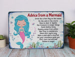 Load image into Gallery viewer, Advice From A Mermaid Metal Sign Beach Nautical Art Tin Mermaid Lover Gift
