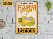 Personalized Lemon Farm Metal Sign Fresh Locally Grown Vintage Lemon Farm Sign Lemon Garden Sign Farm Decor Garden Decor Custom Farmer Gift