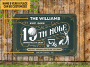 Personalized 19th Hole Golf Club Metal Sign, Golf Sign Art, Custom Gift for Golfer Player Golfing Lover