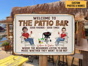 Custom Photo Couple Welcome To The Patio Metal Sign Personalized Funny Gift for Couple