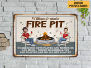 Custom Photo Couple Fire Pit Metal Sign Welcome Sign Personalized Gift for Camping