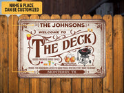 Personalized Welcome To The Deck Metal Sign, Grilling BBQ Deck Sign Classic Art Custom Gift Vintage