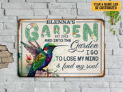 Personalized Hummingbird Garden Metal Sign I Go To Lose My Mind & Find My Soul Gardening Sign Custom Gift For Gardener