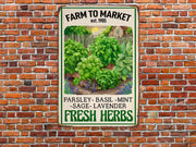 Personalized Farm To Market Fresh Herbs Metal Sign Custom Garden Sign Garden Shop Sign Gift For Gardener