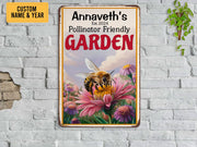Personalized Pollinator Friendly Garden Metal Sign Welcome Garden Sign Tin Custom Gift For Gardener