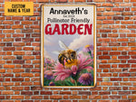 Load image into Gallery viewer, Personalized Pollinator Friendly Garden Metal Sign Welcome Garden Sign Tin Custom Gift For Gardener
