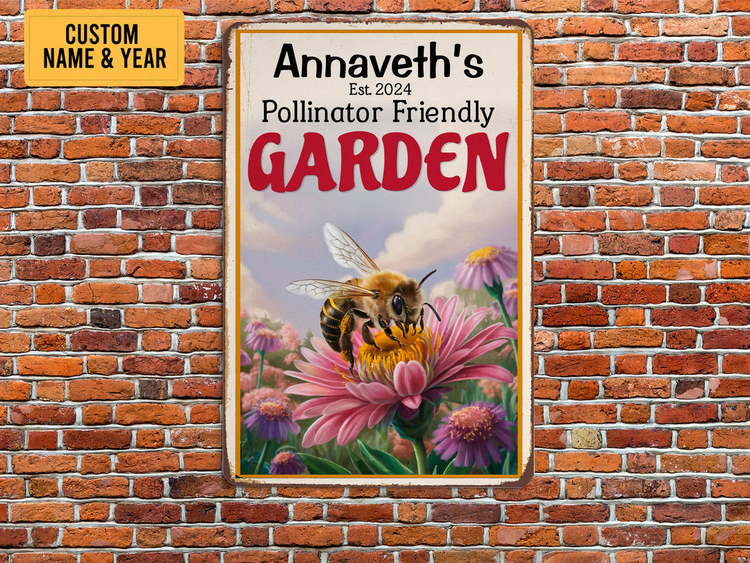 Personalized Pollinator Friendly Garden Metal Sign Welcome Garden Sign Tin Custom Gift For Gardener