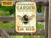 Personalized Garden Metal Sign, Bee Farm Sign, Farmhouse Plaque, Custom Gift For Beekeeper Gardener