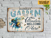 Personalized Bee Garden Metal Sign All Pollinators Welcome Here Garden Sign Custom Gift For Gardener