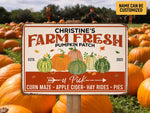 Load image into Gallery viewer, Custom Farm Fresh Pumpkin Patch Metal Sign, Family Pumpkin Garden Sign, Farm Sign, Autumn Thanksgiving Gift For Farmer Life,
