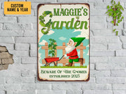 Personalized Beware Of The Gnomes Garden Metal Sign Custom Garden Sign Funny Gift For Gardener