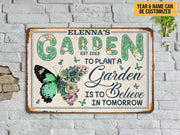 Personalized Butterfly Garden Metal Sign Believe In Tomorrow Garden Sign Motivational Gift For Gardener