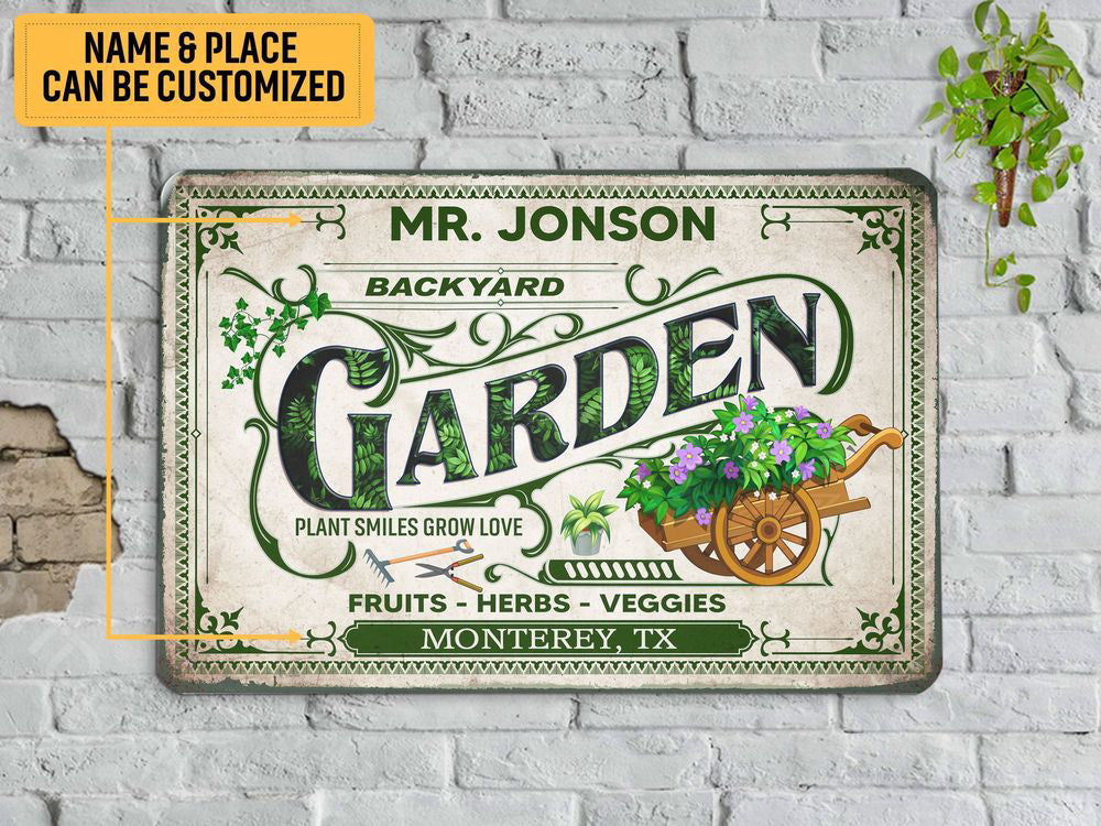 Fruits Herbs Veggies Garden Metal Sign, Garden Sign Plaque, Custom Gift For Gardener