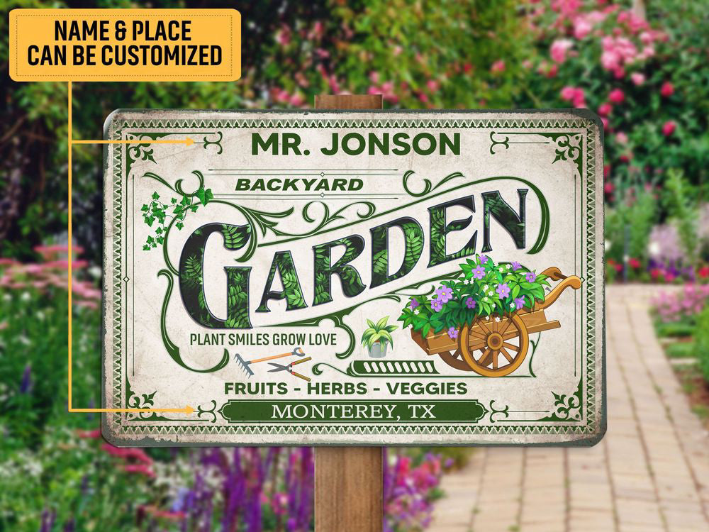 Fruits Herbs Veggies Garden Metal Sign, Garden Sign Plaque, Custom Gift For Gardener