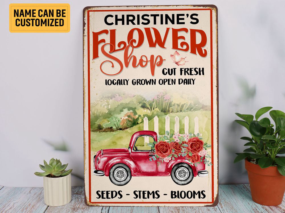 Personalized Flower Shop Metal Sign Floristry Flower Shop Sign Custom Gift For Flower Shop Owner