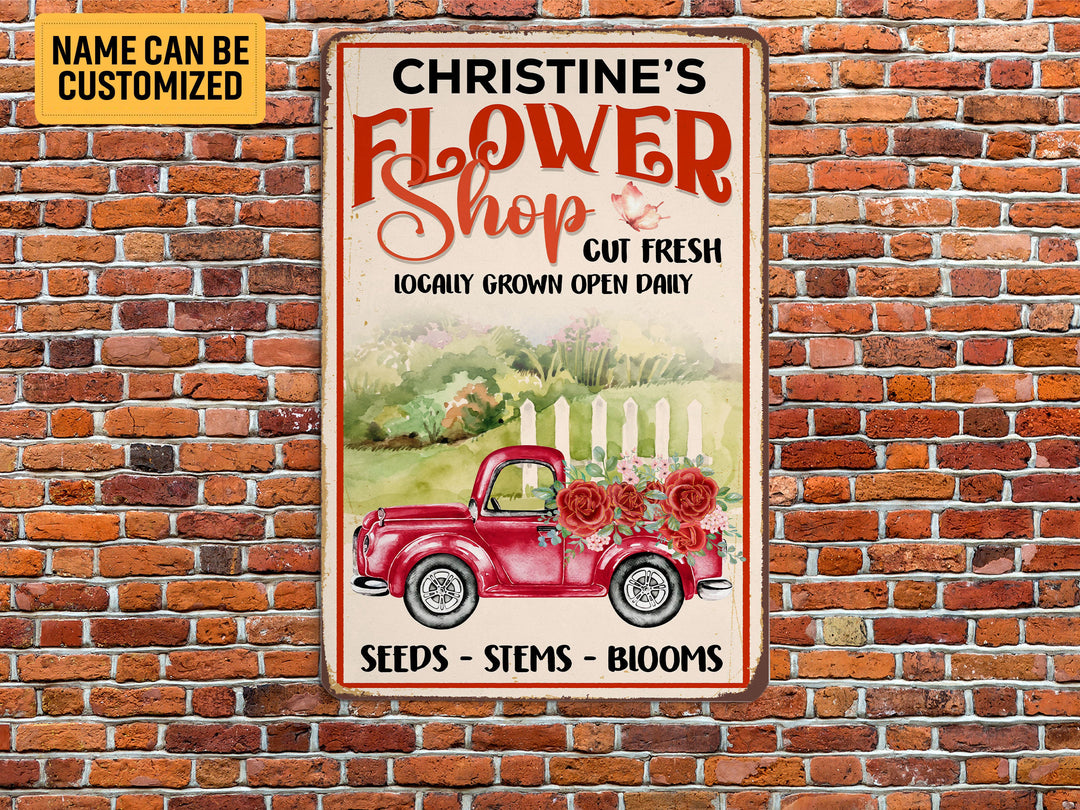 Personalized Flower Shop Metal Sign Floristry Flower Shop Sign Custom Gift For Flower Shop Owner