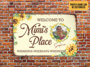 Custom Photo Welcome To Mimi's Place Metal Sign Grandma's Garden Sign Plaque, Gift For Grandma Gardener