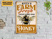Personalized Honey Bee Farm Metal Sign, Farm Fresh Bee Sign, Bee Farm Sign,