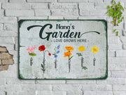 Custom Kid's Name Nana's Garden Metal Sign, Grandma's Garden Sign Plaque Tin, Gift For Grandma Gardener
