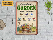 Personalized Grandma's Garden Metal Sign Custom Grandkid Name Butterflies Garden Sign Gift For Grandma Gardener