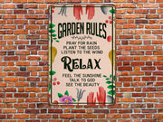 Garden Rules Metal Sign, Vintage Garden Sign Wall Art, Planting Gardening Lover Gift