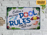 Personalized Swimming Pool Sign, Pool Rules Metal Sign, Welcome Sign,