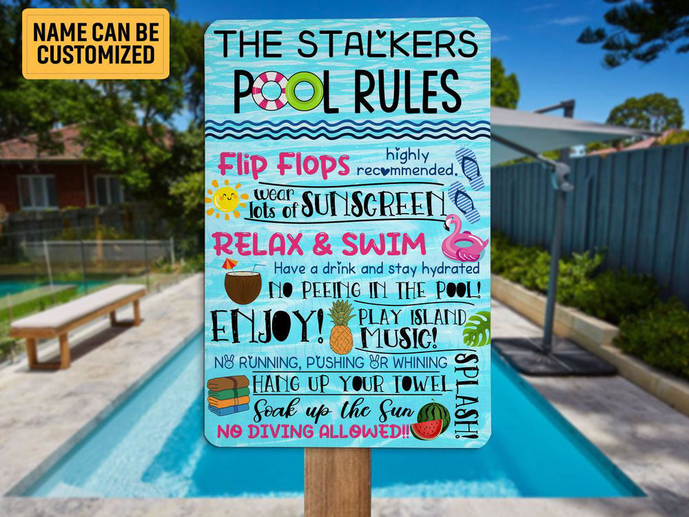 Pool Rules Sign, Personalized Swimming Pool Sign, Poolside Sign, Summer Art Custom Gift, Swimming Pool Decor, Pool Area Hanging Decor