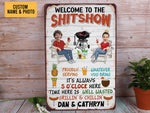 Load image into Gallery viewer, Custom Couple Photo Welcome To The Shitshow Metal Sign Gift for Couples
