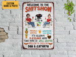 Load image into Gallery viewer, Custom Couple Photo Welcome To The Shitshow Metal Sign Gift for Couples
