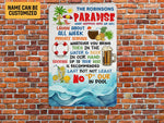 Load image into Gallery viewer, Personalized Family Paradise Sign, Swimming Pool Sign, Pool Bar Metal Sign

