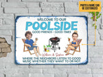 Load image into Gallery viewer, Custom Photo Name Couple Welcome To Our Poolside Sign, Swimming Pool Metal Art Sign, for Couple
