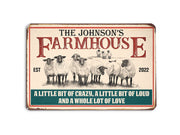 Personalized Crazy Loud Love Sheep Farmhouse Metal Sign, Custom Gift for Farmer