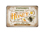 Personalized Local Pure Raw Honey Bee Farm Sign, Farmhouse Metal Sign, Custom Gift for Farmer