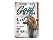 Personalized Name Year Goat Barn Sign, Farmhouse Metal Sign, Custom Gift for Farmers