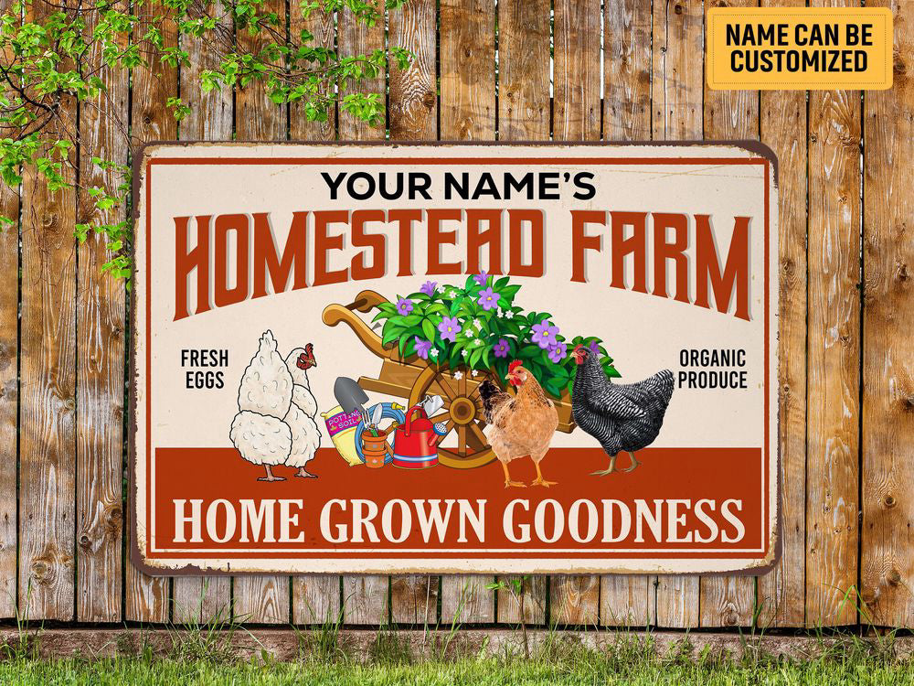 Personalized Homestead Farm Metal Sign Chicken Garden Sign Farmhouse Sign Farm Sign Custom Gift For Farmer