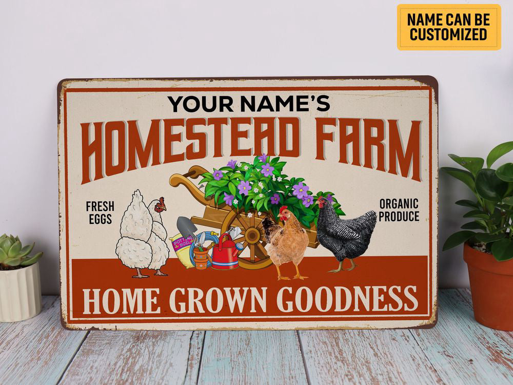 Personalized Homestead Farm Metal Sign Chicken Garden Sign Farmhouse Sign Farm Sign Custom Gift For Farmer