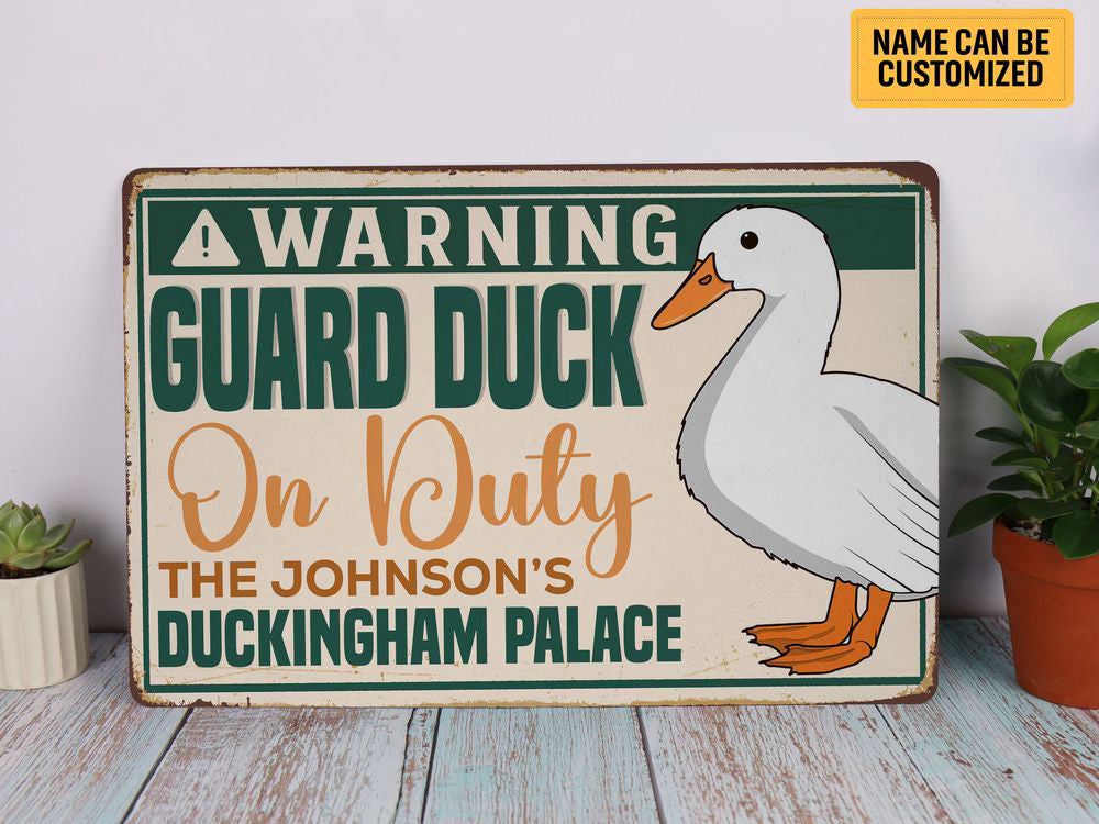 Personalized Warning Guard Duck House Metal Sign Custom Quack House Sign Duck Sign Duck Farm Sign Farmer Gift