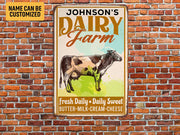 Custom Cow Dairy Farm Sign, Cow Farm Metal Sign, Vintage Cow Sign, Farming Gift for Farmer